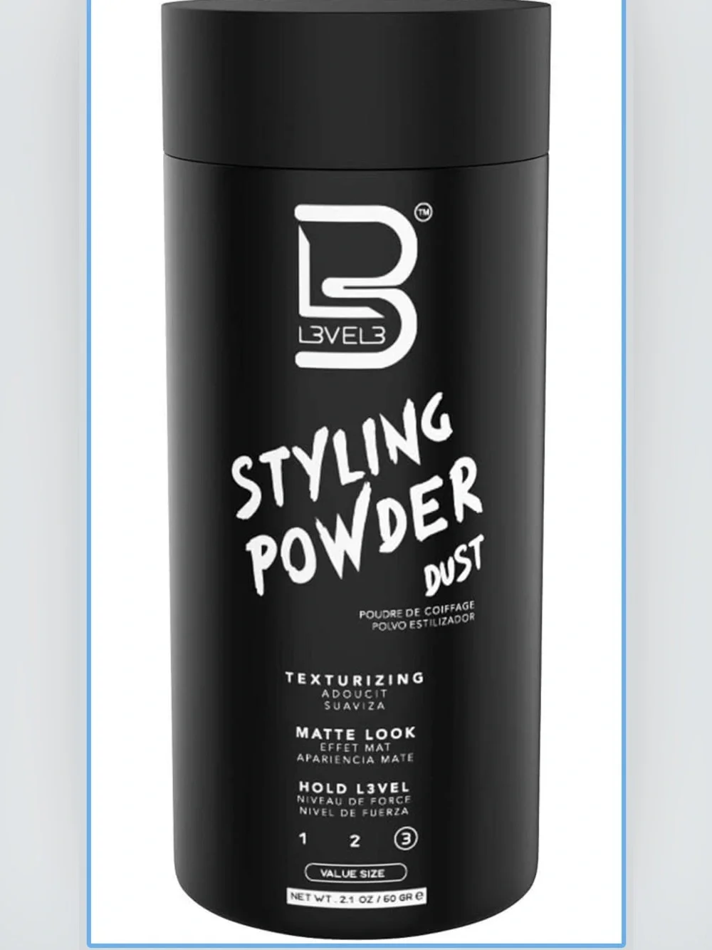 L3 Styling Powder Dust - Matte Black Texturizing Powder for Men